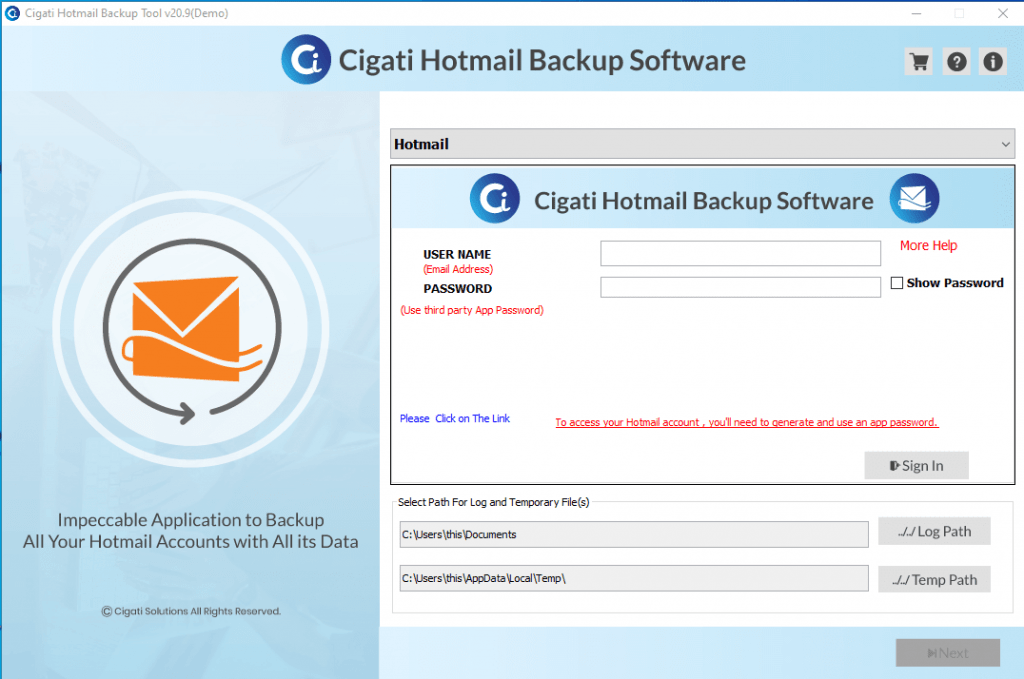 Backup Hotmail Emails to Hard Drive