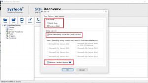 scan mode to Repair Corrupt SQL MDF File